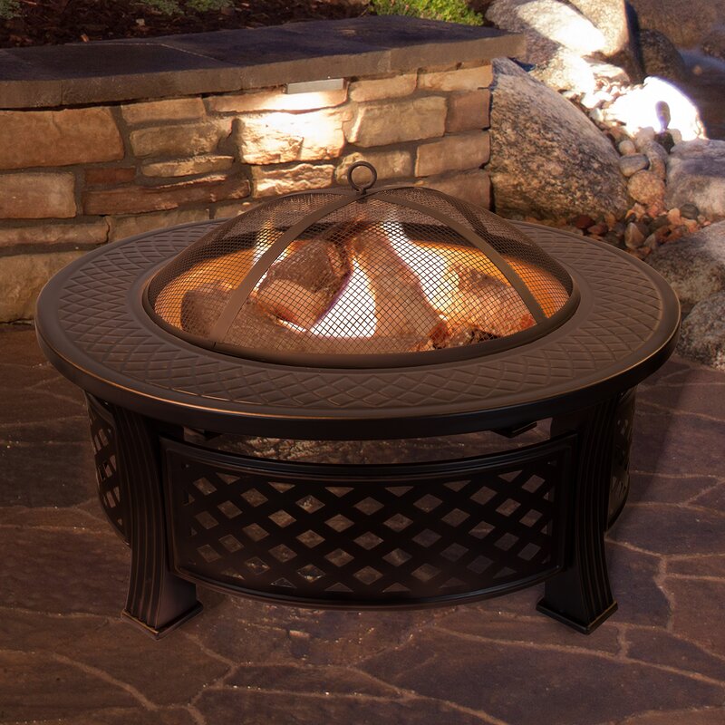 Millwood Pines Janes Steel Wood Burning Fire Pit Table Reviews Wayfair